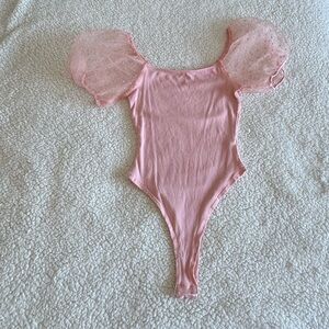 Altar'd State Blush Puff Sleeve Bodysuit